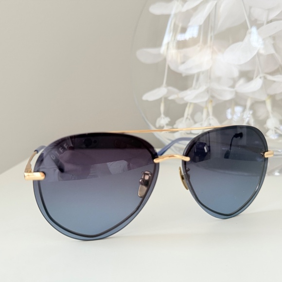 DIFF Lenox Aviator Sunglasses in Gold Blue Gradient - Picture 8 of 11